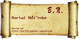 Bartal Nándor névjegykártya