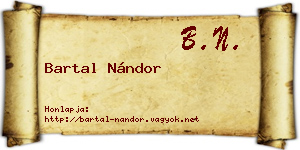 Bartal Nándor névjegykártya